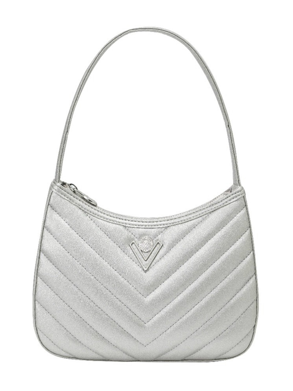 Valentino Orlandi Silver Quilted Shoulder Bag